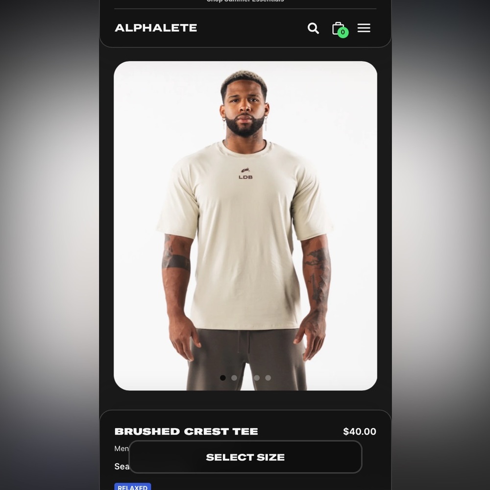 Brand new alphalete sea shell brushed crest tee